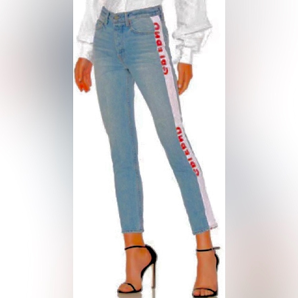 GRLFRND Karolina Jeans Distressed High-Rise Cotton in La Di Da Wash Size 26
